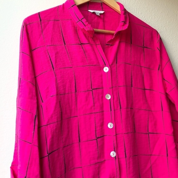 John Mark in Autographs-original Red Black Check Button Down Tunic Shirt - S - Picture 3 of 12